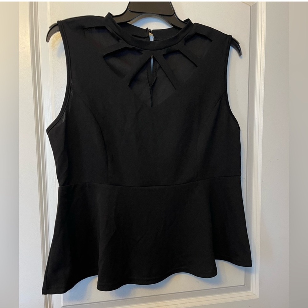 Shein curve black blouse with cut outs size 2X
